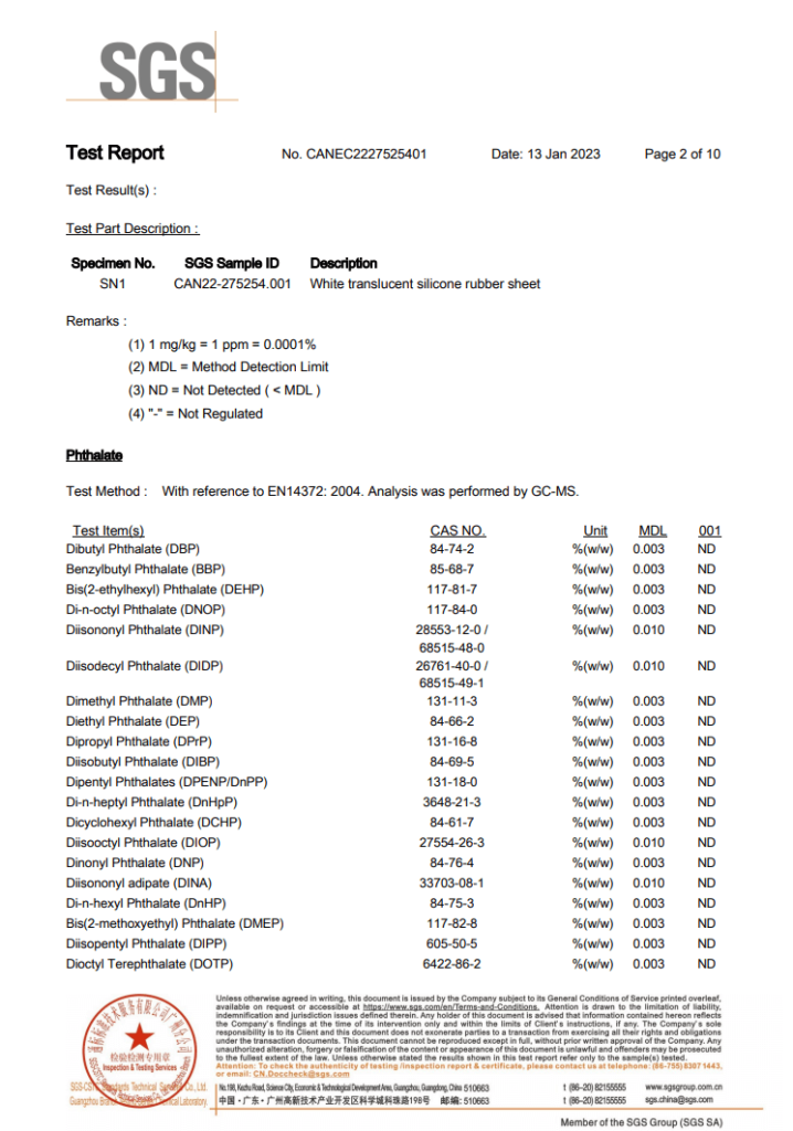 Phthalate Silicone Material